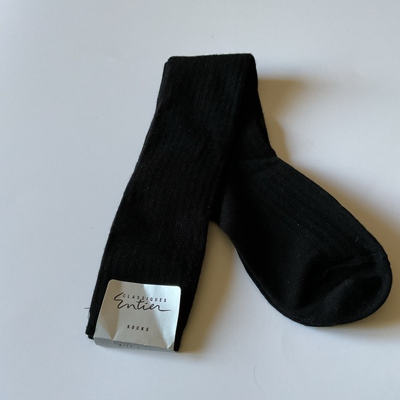 CLASSIQUES ENTIER WOMENS WOOL BLEND KNEE SOCKS BLACK OS NWT - Picture 2 of 8